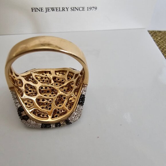 14K Yellow Gold Multi Color Diamond Panther Print ring,  size 9 - Picture 8 of 12